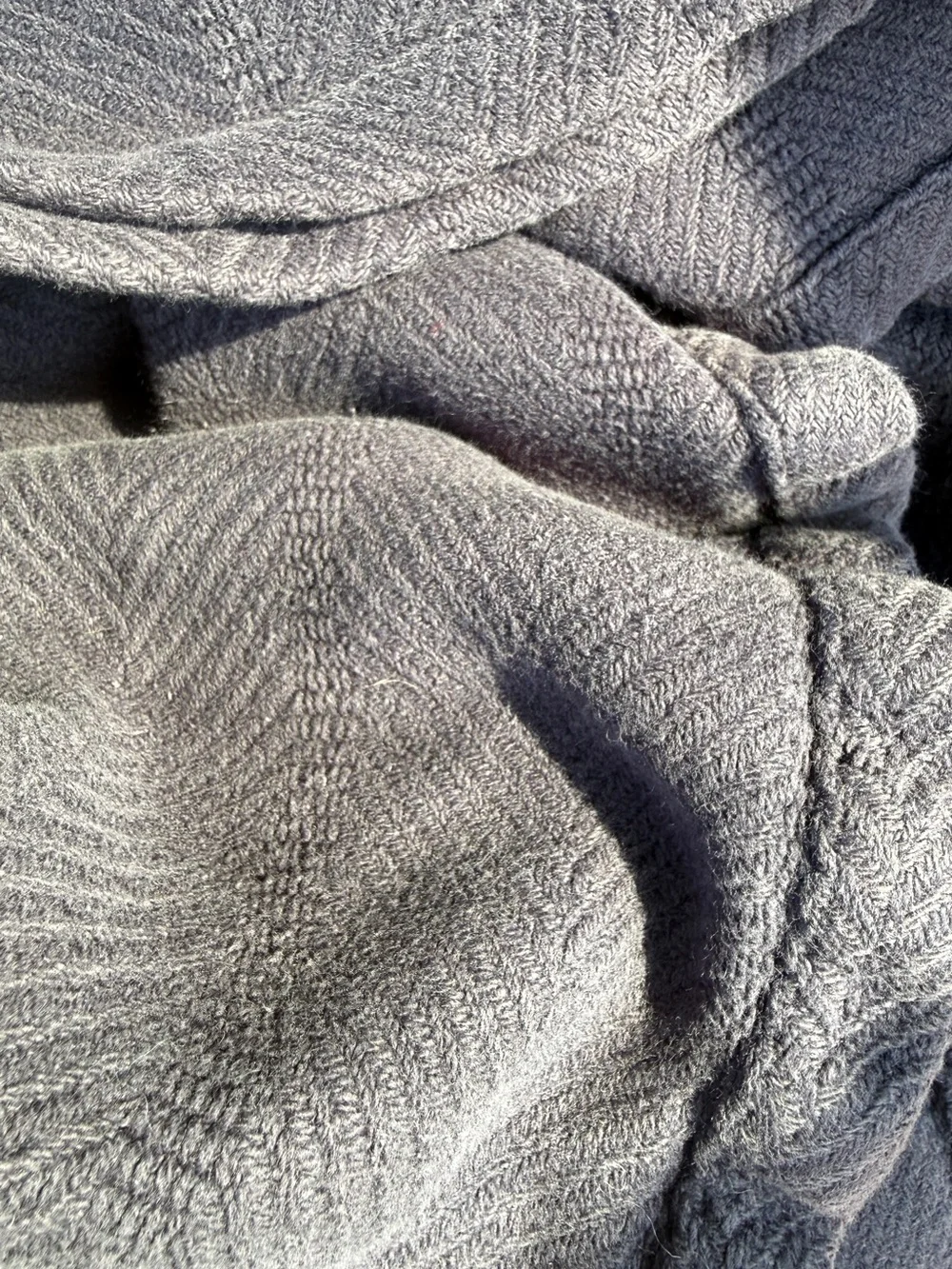 Vintage JCP HOME KING herringbone 100% Egyptian cotton large navy blue blanket